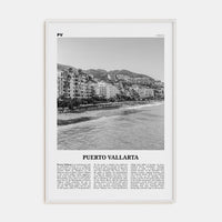 Puerto Vallarta Poster White Wood / 8x12 in Nbourhood Travel B&W Poster