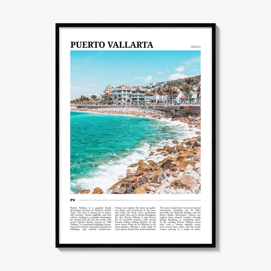 Puerto Vallarta Travel Poster, framed poster mockup