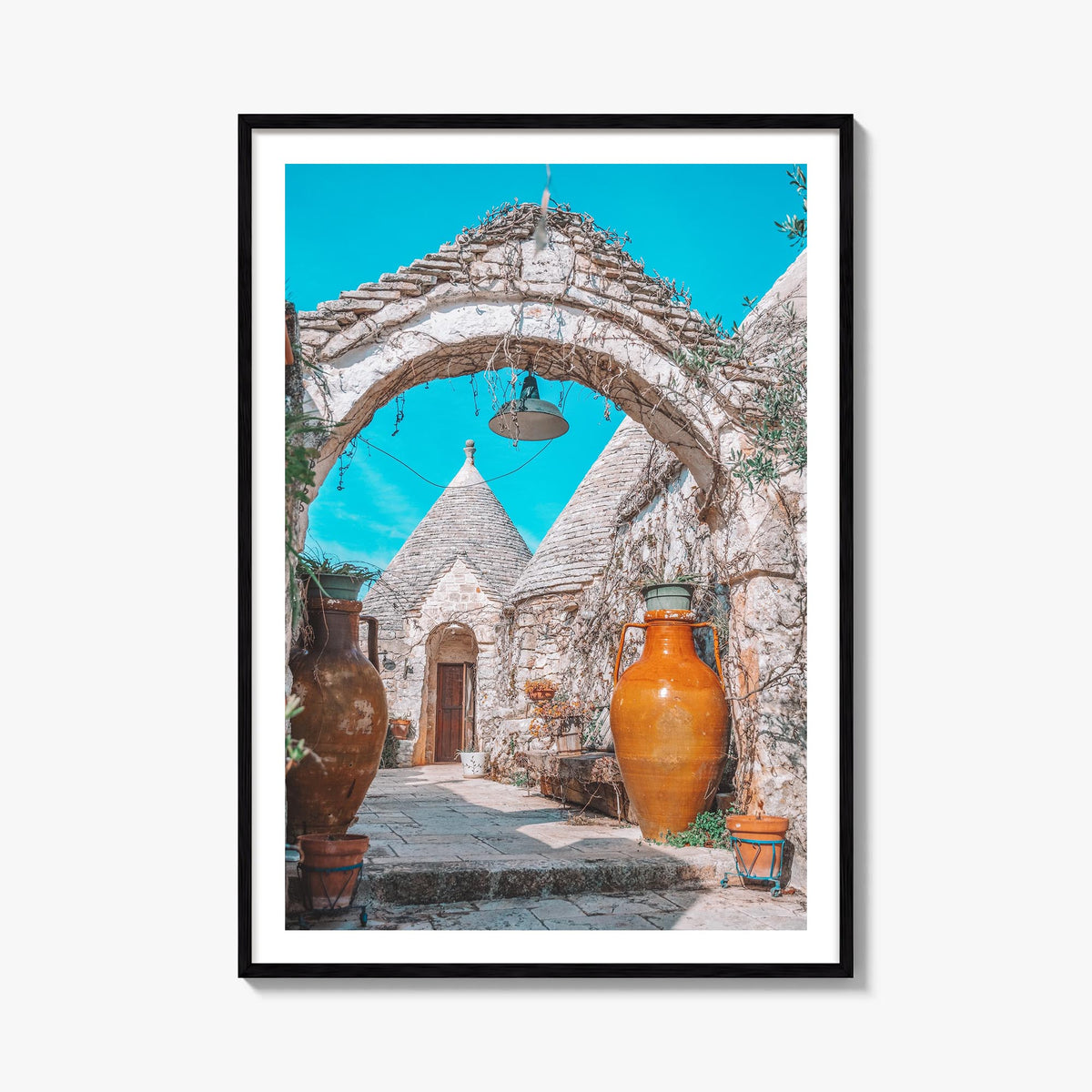 Puglia no. 2 colorful photo poster of Italy – vertical wall art, unframed print shown in interior mockup