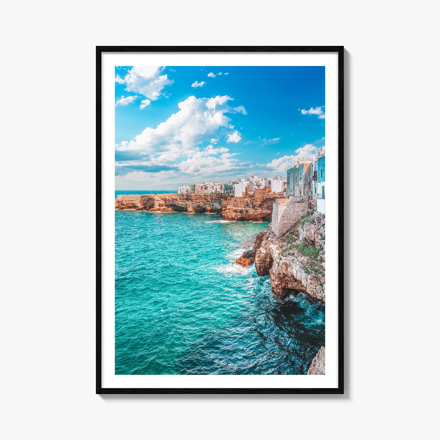 Puglia no. 3 colorful photo poster of Italy – vertical wall art, unframed print shown in interior mockup