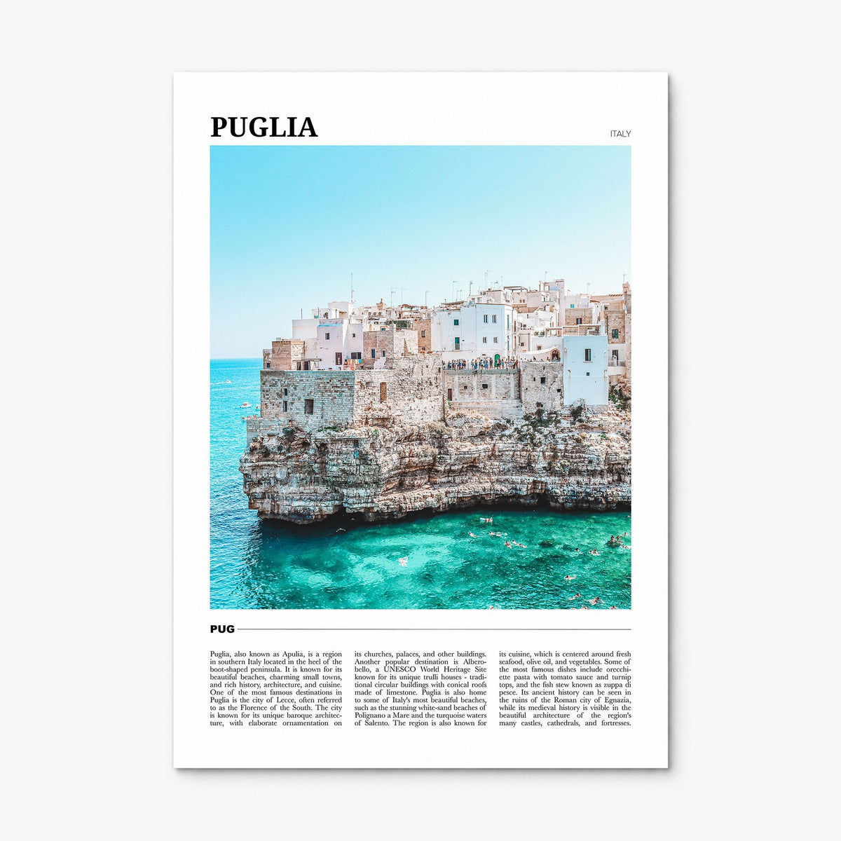 Puglia Travel Poster, print only (unframed)