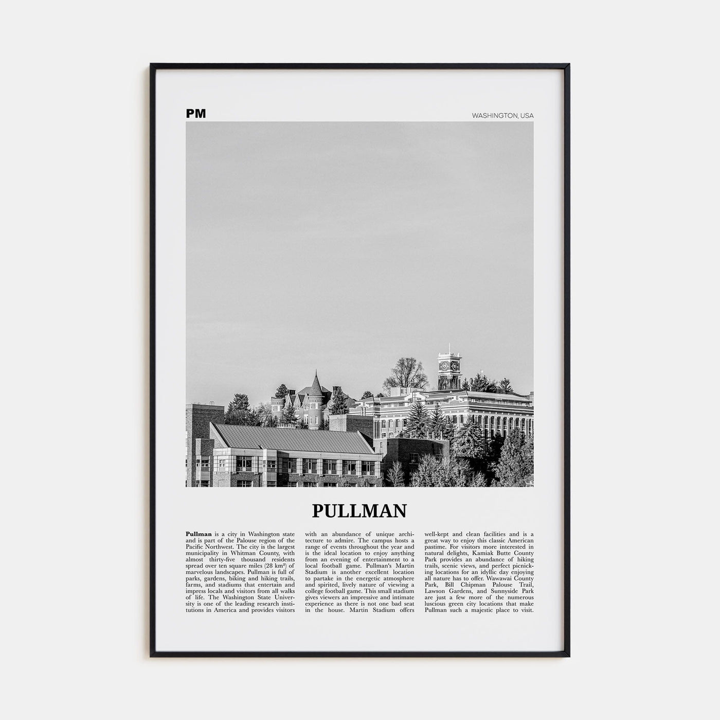 Pullman Poster Black Metal / 8x12 in Nbourhood Travel B&W Poster