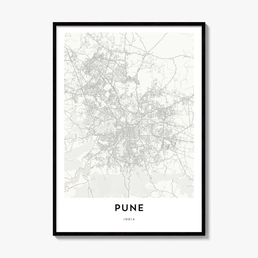 Pune Map Poster, framed poster mockup