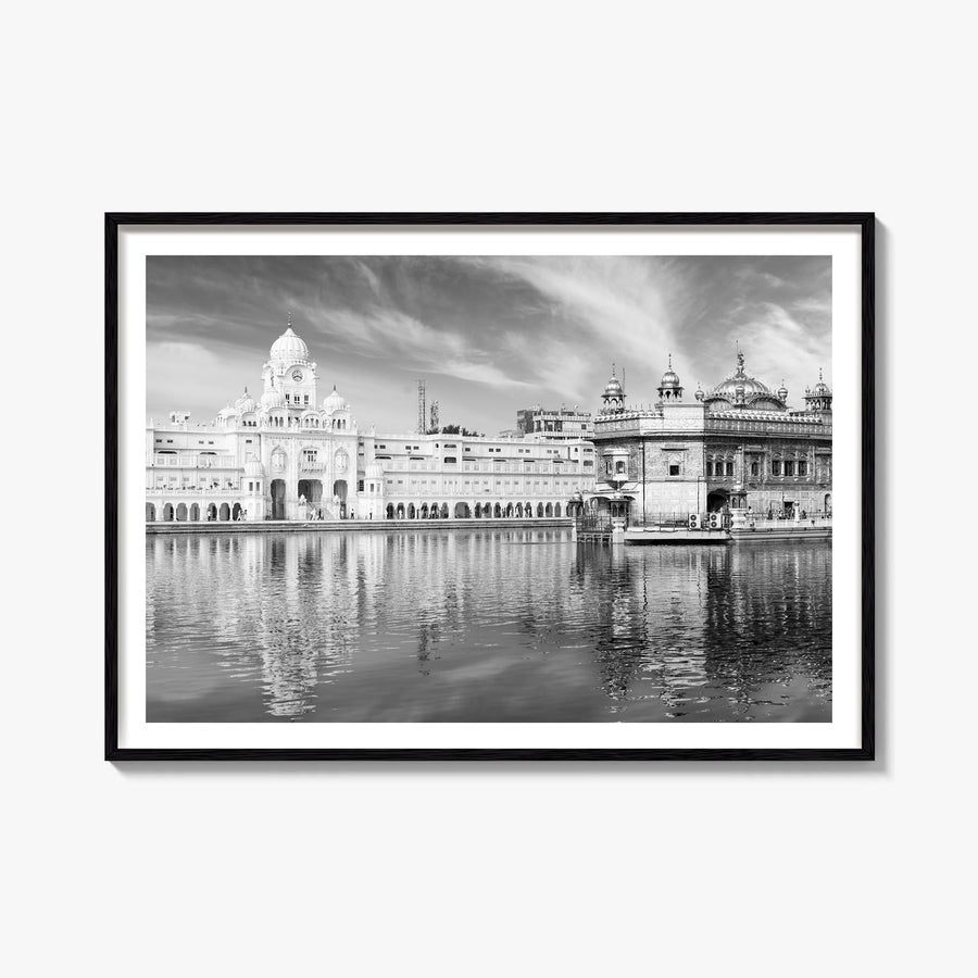Punjab black & white photo poster of India – horizontal wall art, unframed print shown in interior mockup