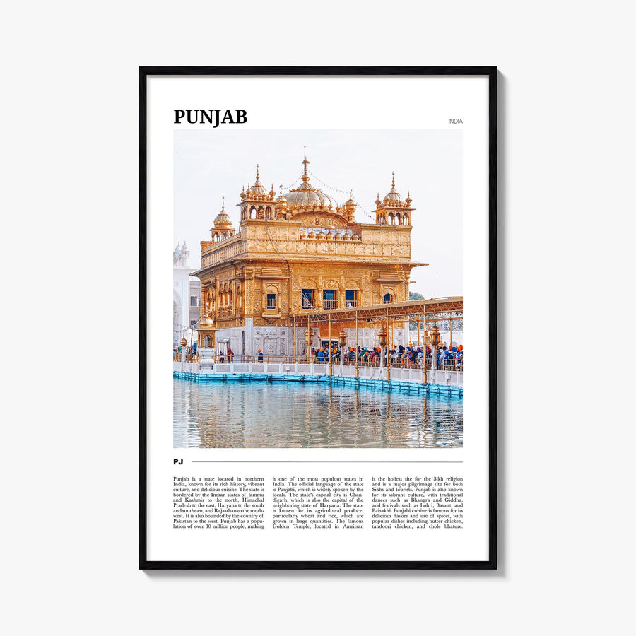 Punjab colorful travel poster of India – vertical wall art, unframed print shown in interior mockup