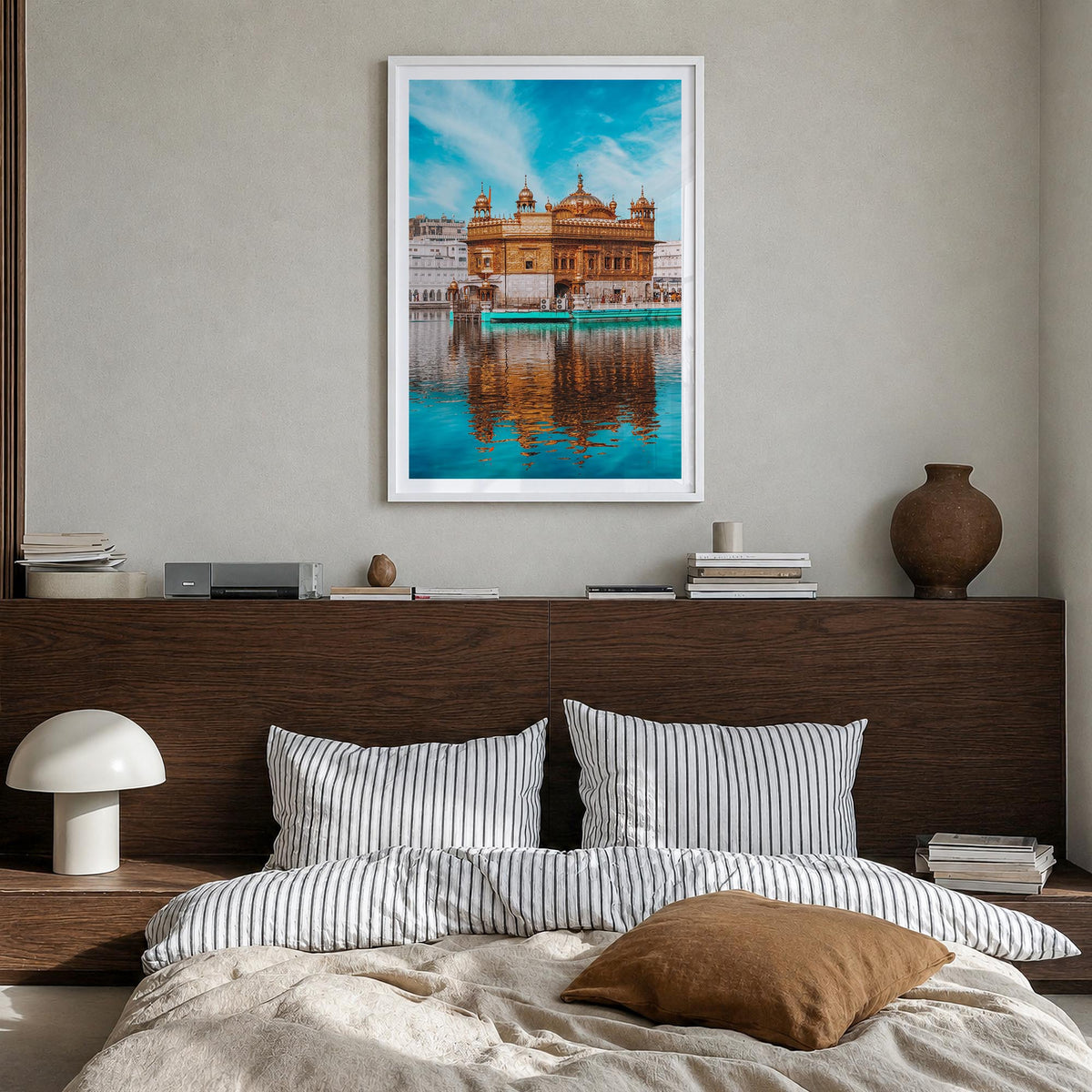 Punjab no. 1 colorful photo poster of India – vertical wall art in white wood frame with white border, hanging on wall