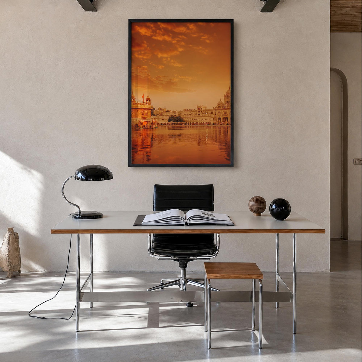 Punjab no. 2 colorful photo poster of India – vertical wall art in black wood frame, hanging on wall