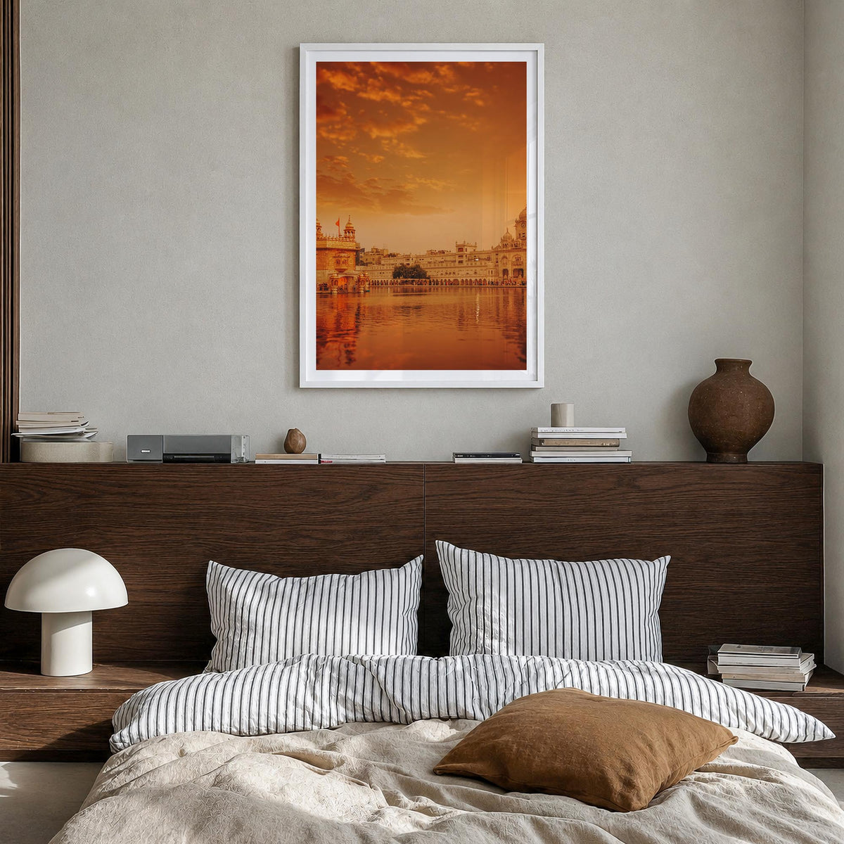 Punjab no. 2 colorful photo poster of India – vertical wall art in white wood frame with white border, hanging on wall