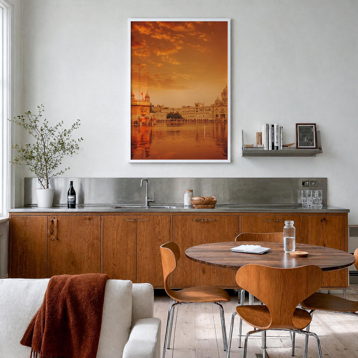 Punjab no. 2 colorful photo poster of India – vertical wall art in white wood frame, hanging on wall