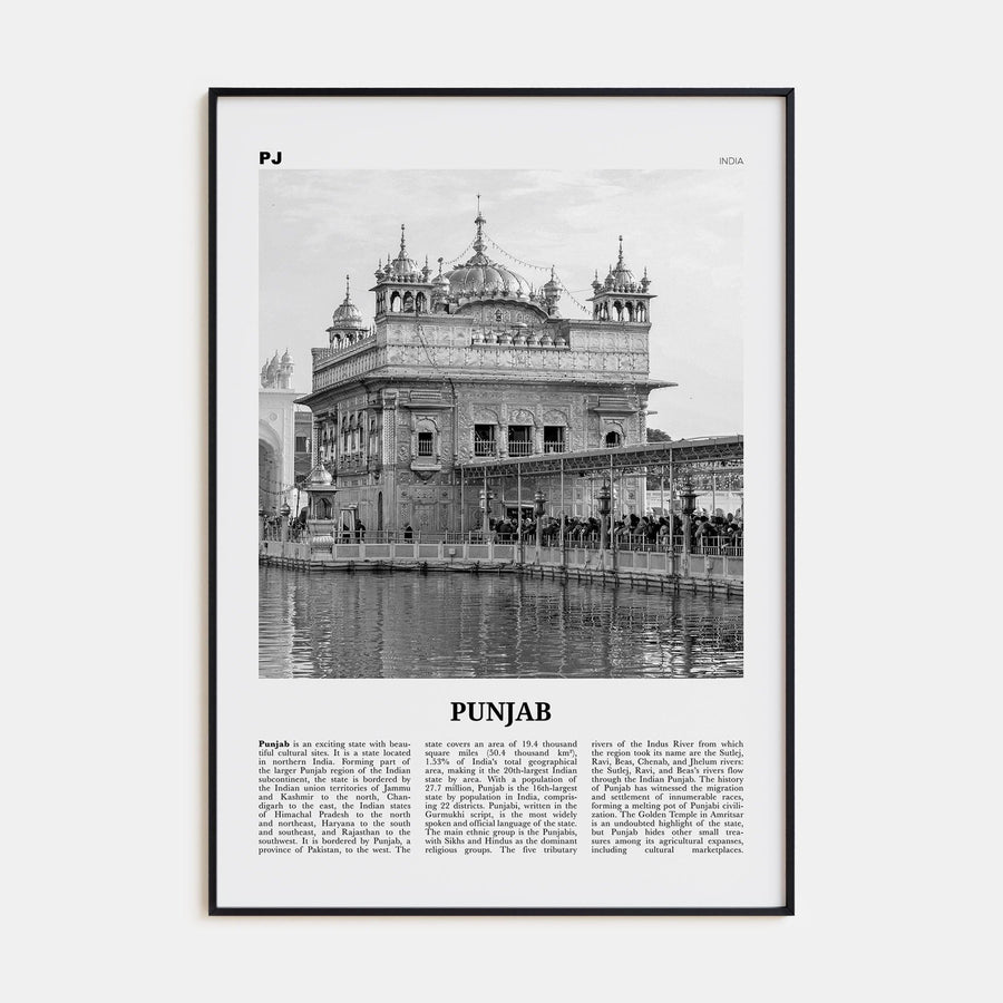 Punjab Poster Black Metal / 8x12 in Nbourhood Travel B&W Poster