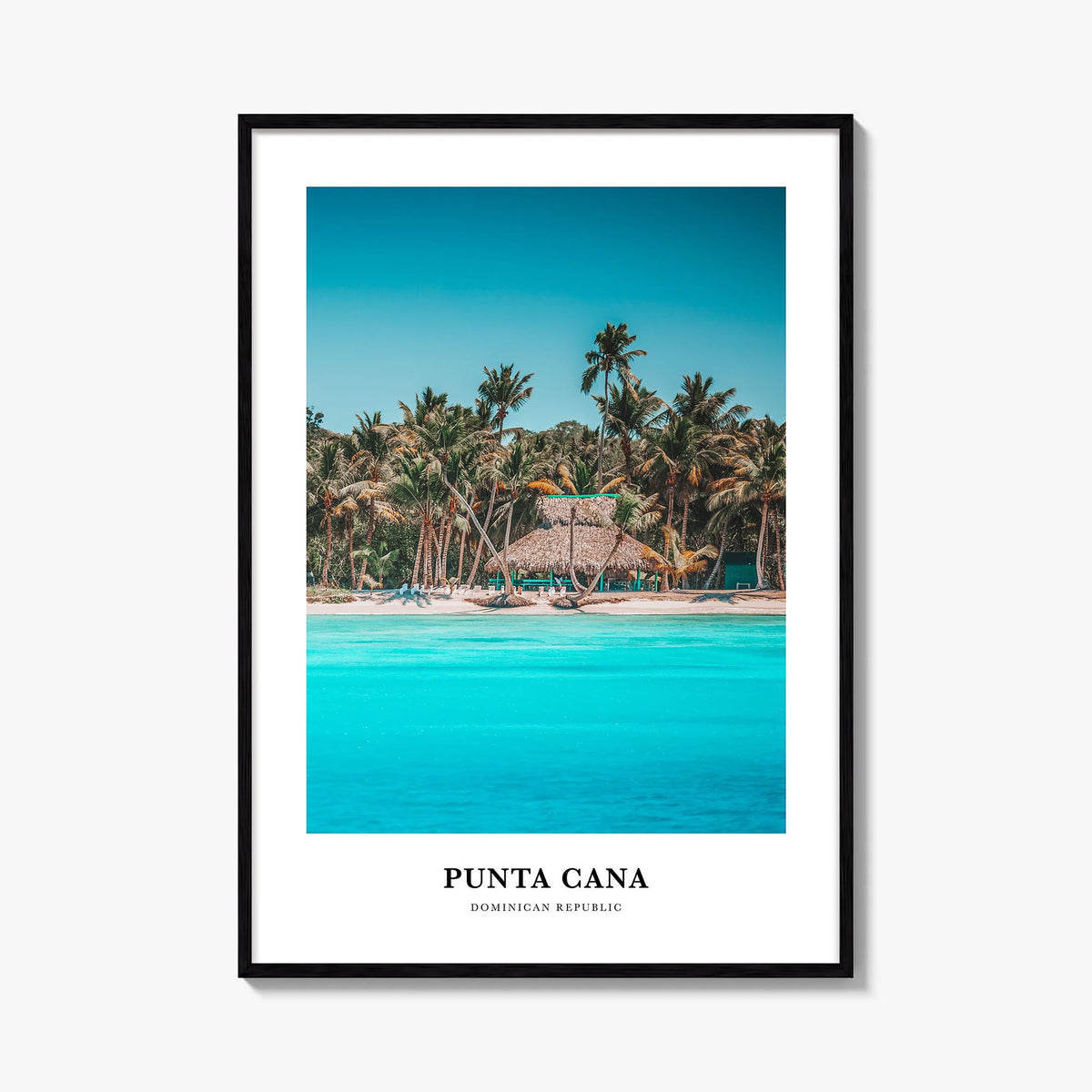 Punta Cana colorful classic poster of Dominican Republic – vertical wall art, unframed print shown in interior mockup