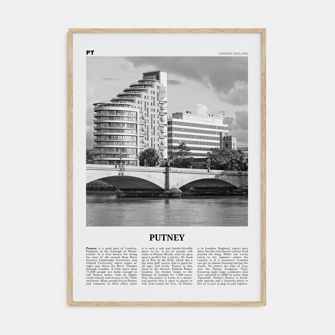 Putney Poster Natural Wood / 8x12 in Nbourhood Travel B&W Poster