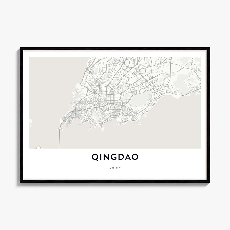 Qingdao Map Poster, framed poster mockup