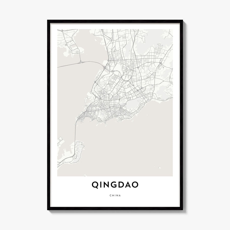 Qingdao Map Poster, framed poster mockup