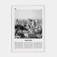 Qingdao Poster White Wood / 8x12 in Nbourhood Travel B&W Poster