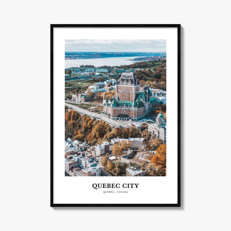 Quebec City colorful classic poster of Quebec, Canada – vertical wall art, unframed print shown in interior mockup