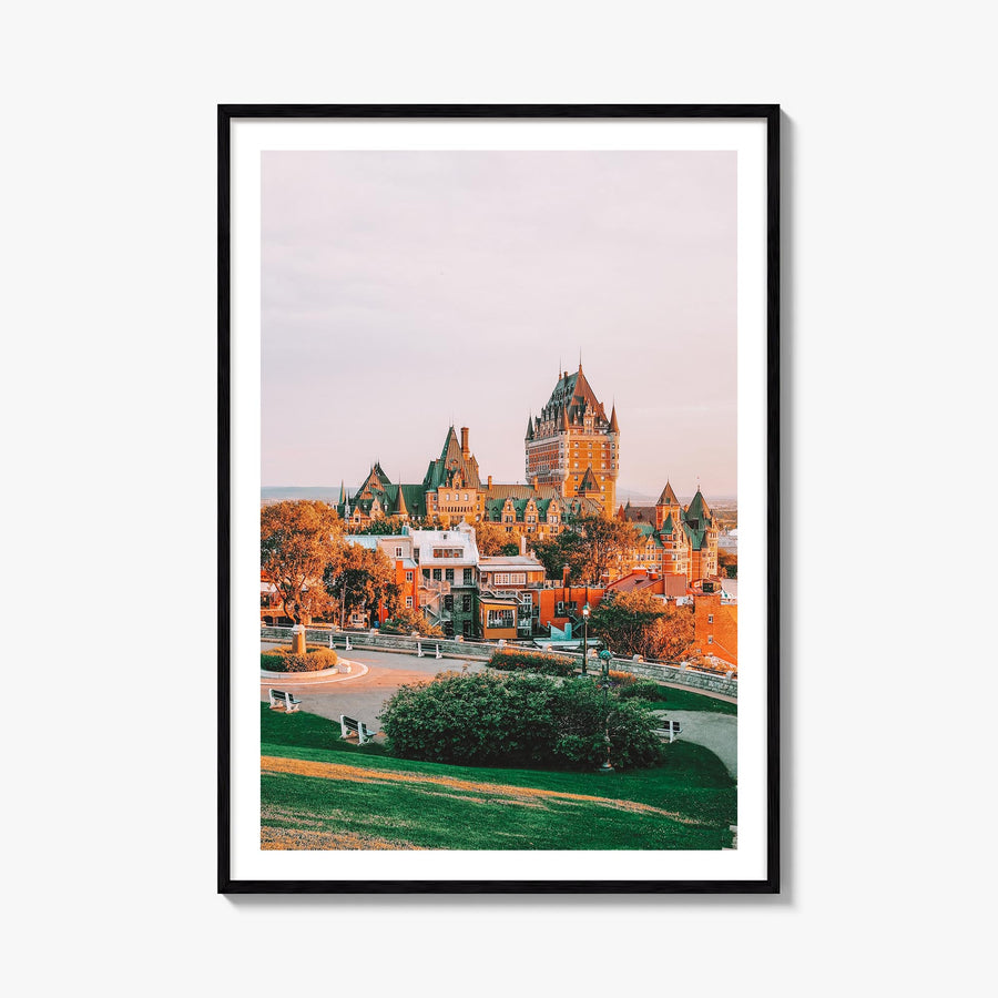 Quebec City colorful photo poster of Quebec, Canada – vertical wall art, unframed print shown in interior mockup