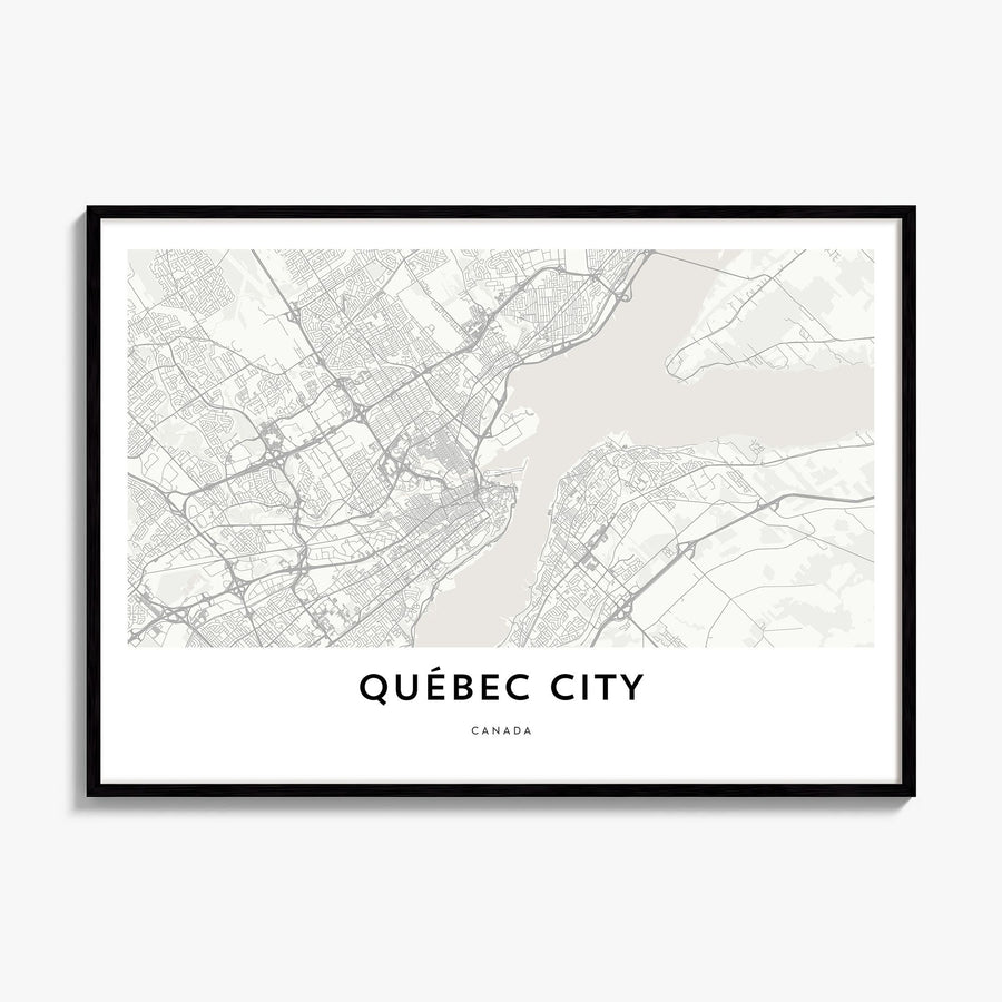 Quebec City Map Poster, framed poster mockup