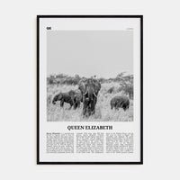 Queen Elizabeth National Park Poster Black Wood / 8x12 in Nbourhood Travel B&W Poster