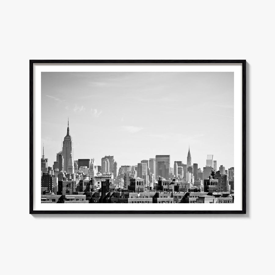 Queens, New York black & white photo poster of New York, USA – horizontal wall art, unframed print shown in interior mockup
