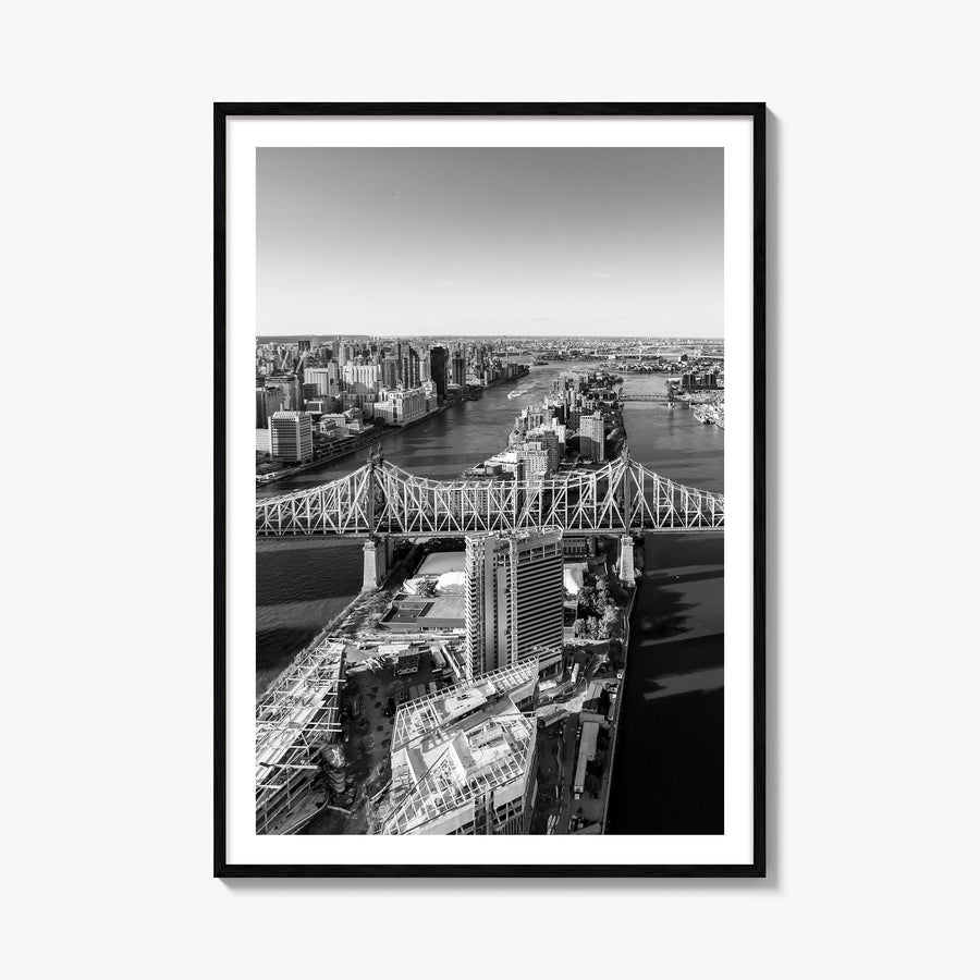 Queens, New York black & white photo poster of New York, USA – vertical wall art, unframed print shown in interior mockup