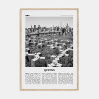 Queens, New York No 1 Poster Natural Wood / 8x12 in Nbourhood Travel B&W Poster