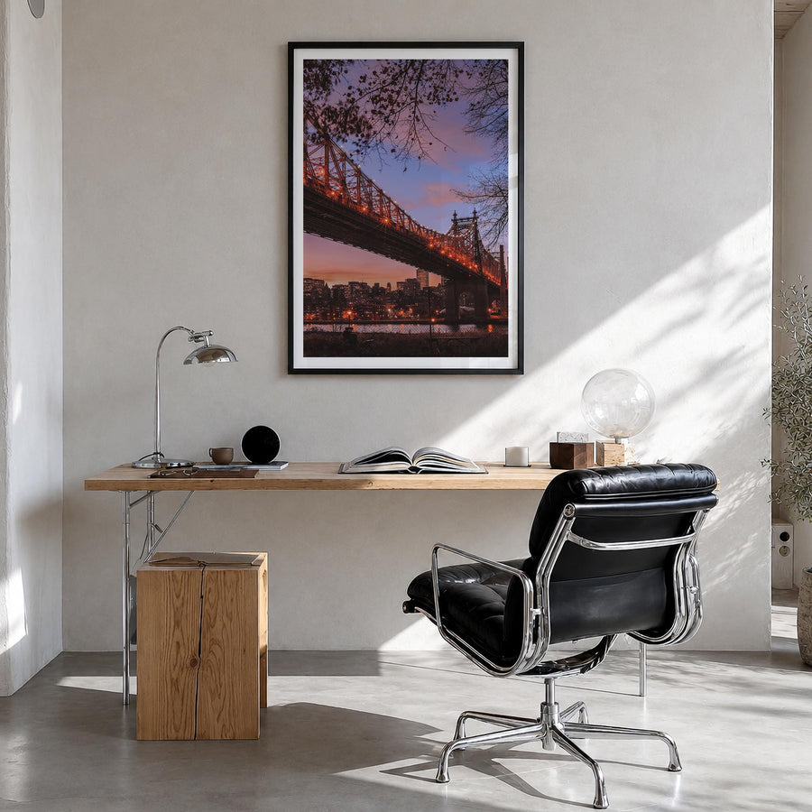Queens, New York no. 3 colorful photo poster of New York, USA – vertical wall art in black wood frame with white border, hang