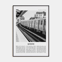 Queens, New York No 3 Poster Black Metal / 8x12 in Nbourhood Travel B&W Poster