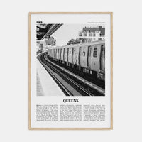 Queens, New York No 3 Poster Natural Wood / 8x12 in Nbourhood Travel B&W Poster