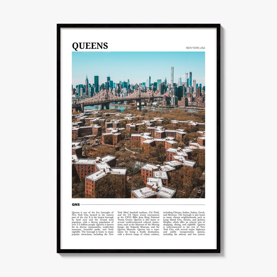 Queens, New York Travel Poster, framed poster mockup