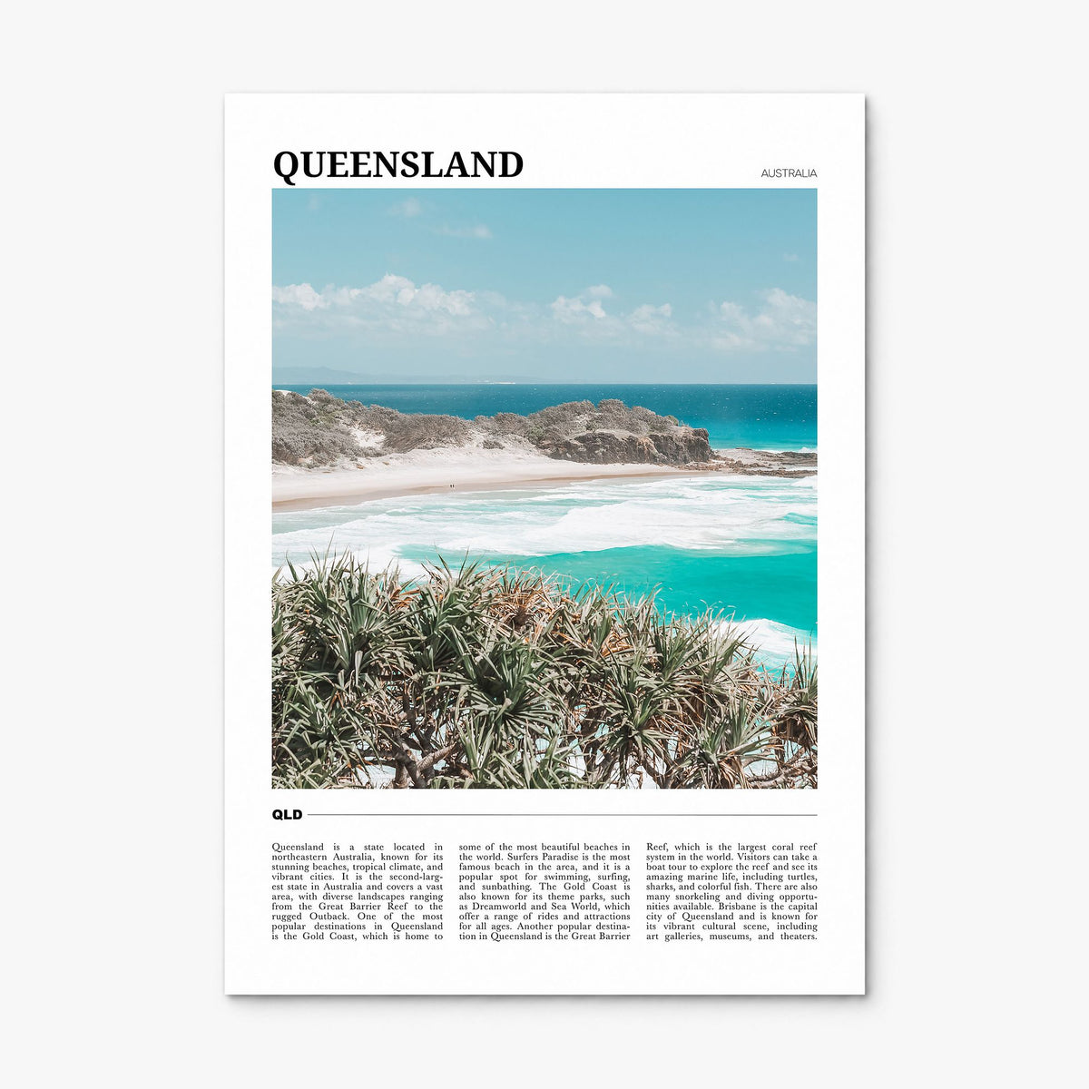 Queensland Travel Poster, print only (unframed)