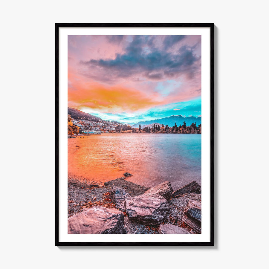 Queenstown Photo Poster, framed poster mockup, white border