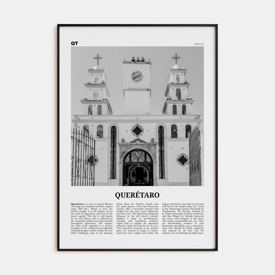 Querétaro Poster Black Metal / 8x12 in Nbourhood Travel B&W Poster