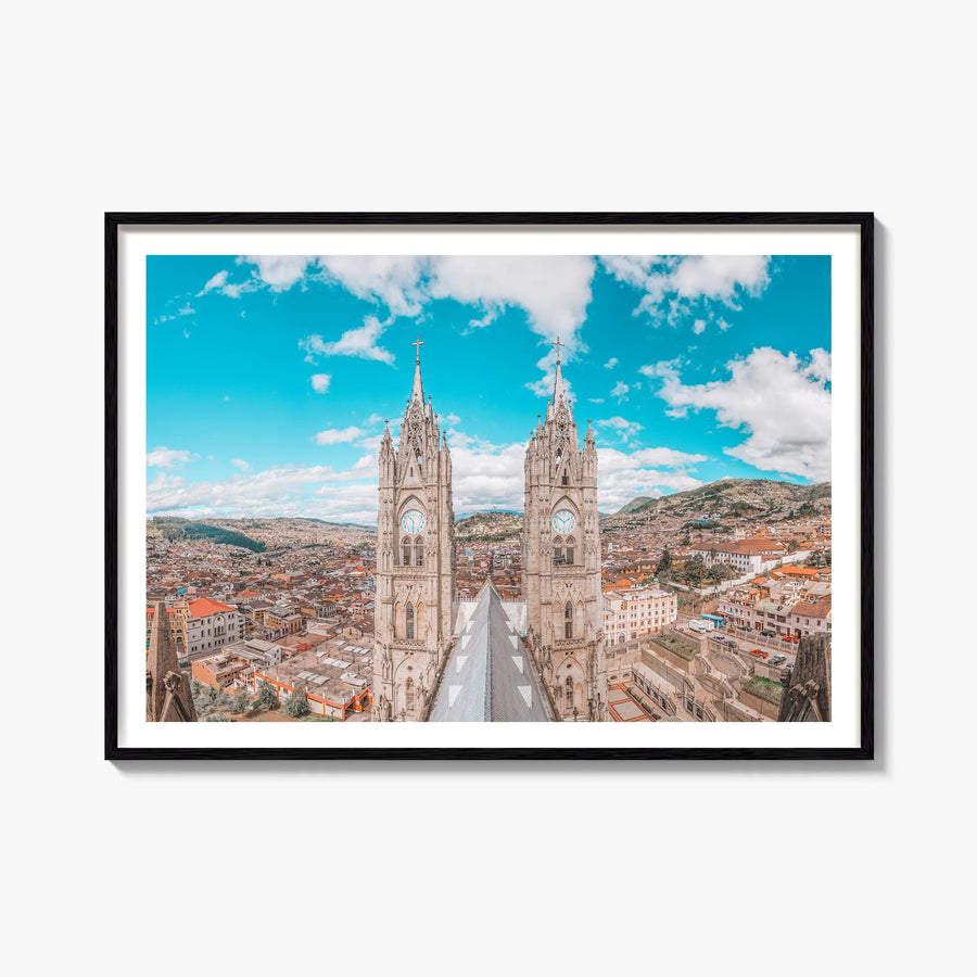 Quito colorful photo poster of Ecuador – horizontal wall art, unframed print shown in interior mockup