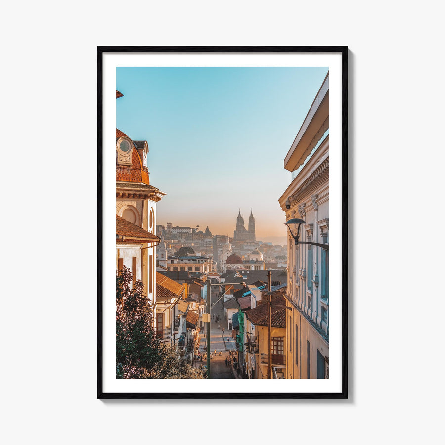 Quito no. 1 colorful photo poster of Ecuador – vertical wall art, unframed print shown in interior mockup