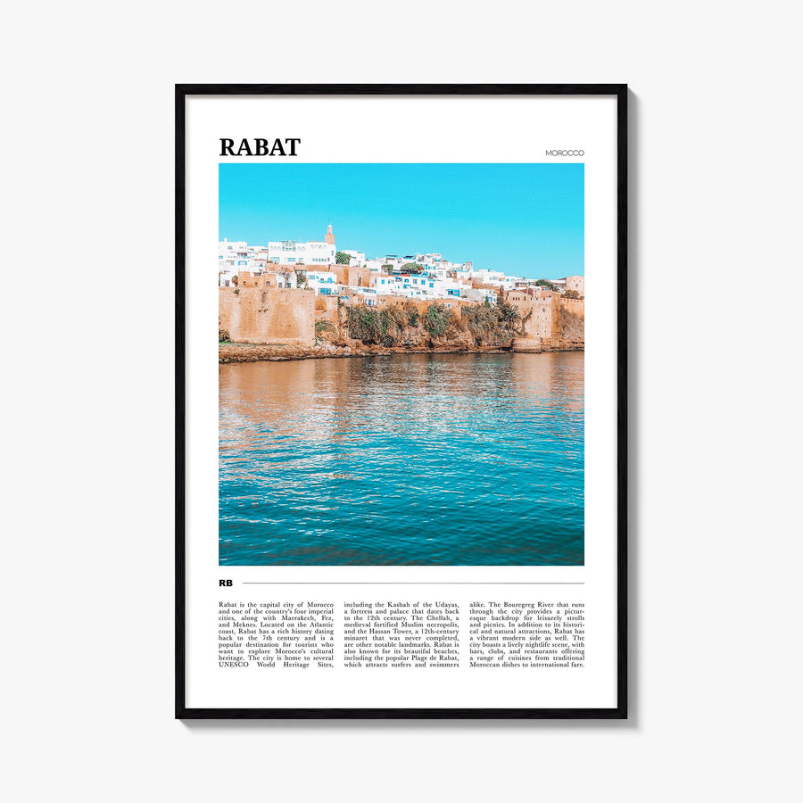 Rabat colorful travel poster of Morocco – vertical wall art, unframed print shown in interior mockup