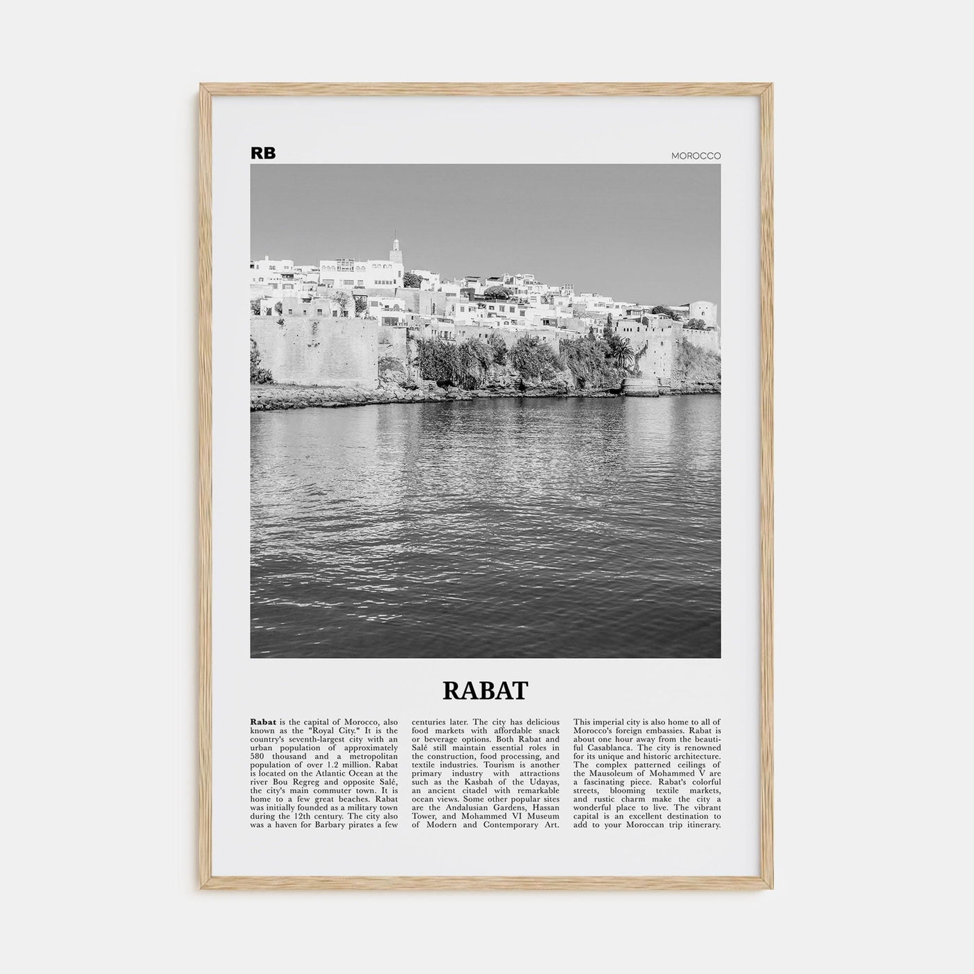 Rabat Poster Natural Wood / 8x12 in Nbourhood Travel B&W Poster