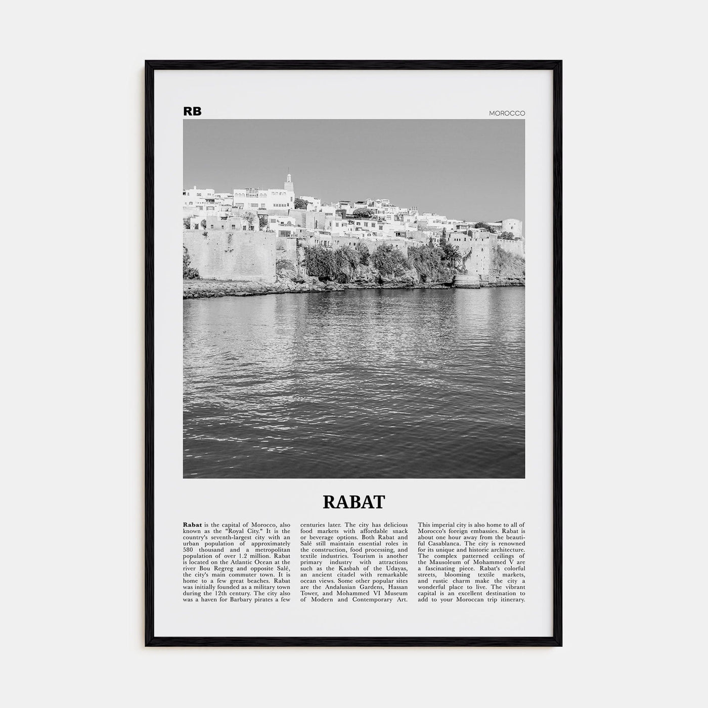 Rabat Poster Black Wood / 8x12 in Nbourhood Travel B&W Poster