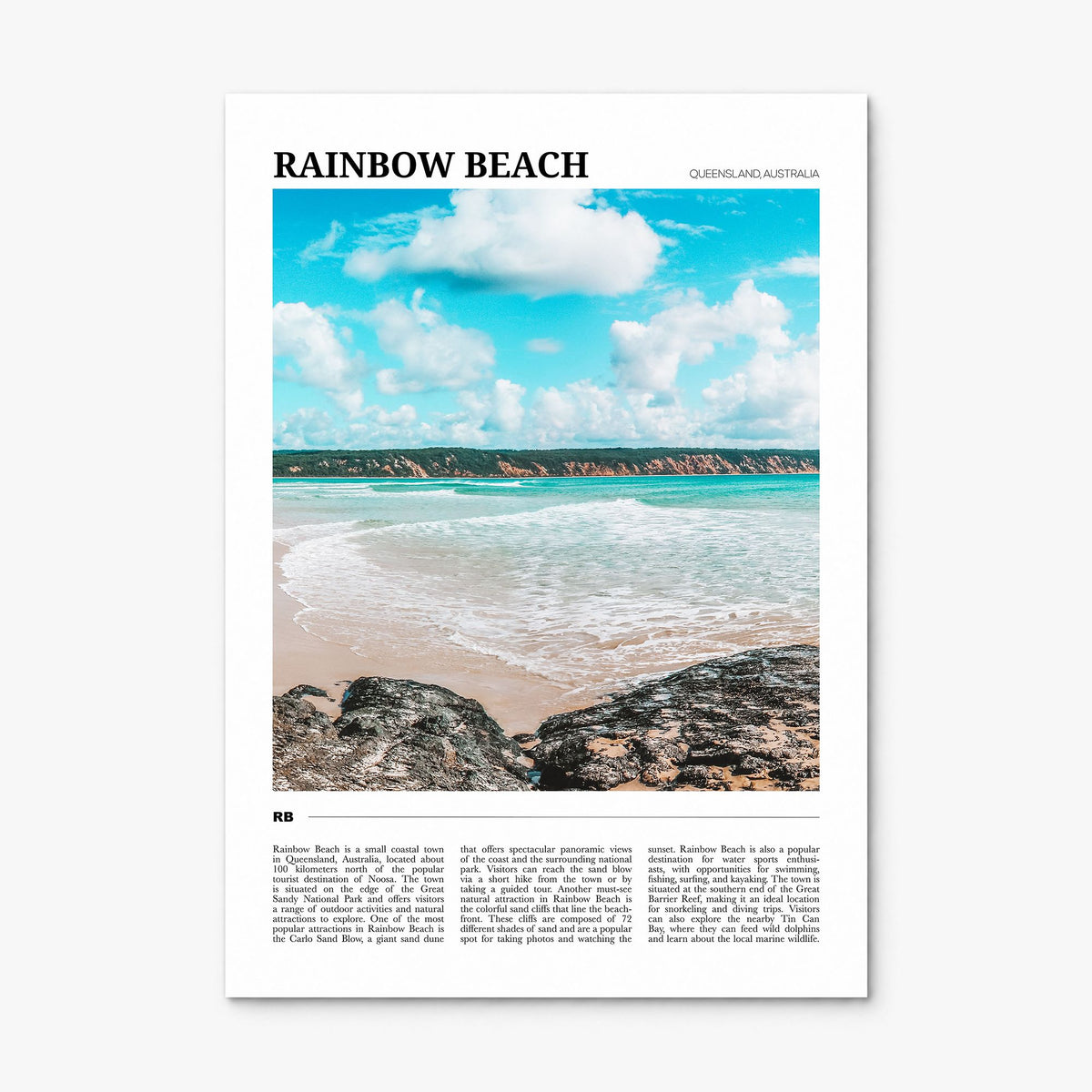 Rainbow Beach Travel Poster, print only (unframed)