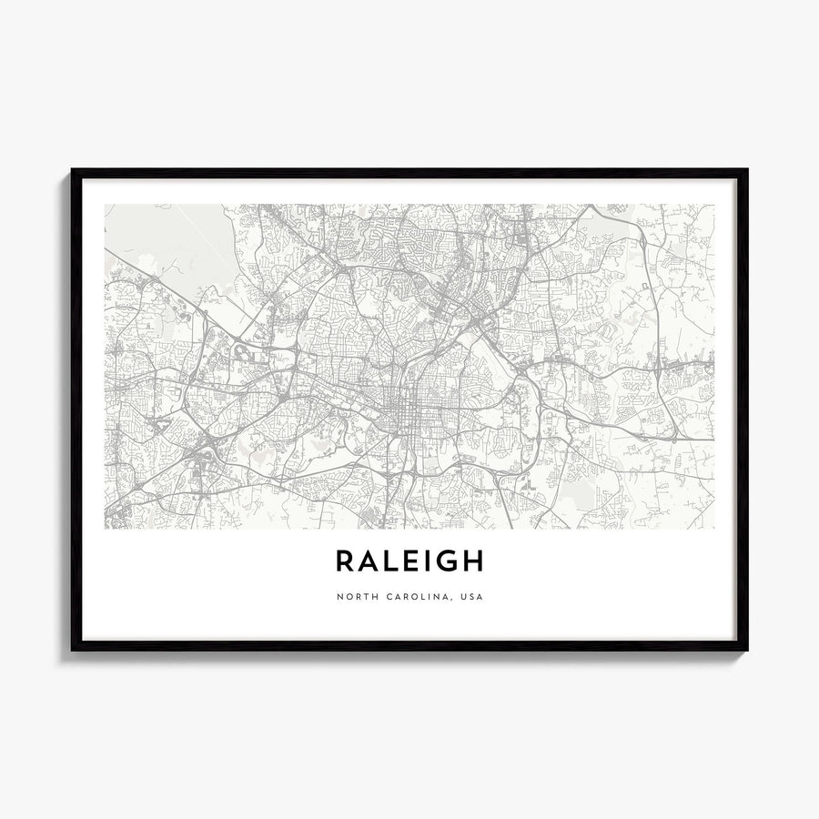 Raleigh Map Poster, framed poster mockup