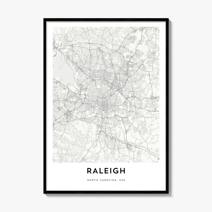 Raleigh Map Poster, framed poster mockup