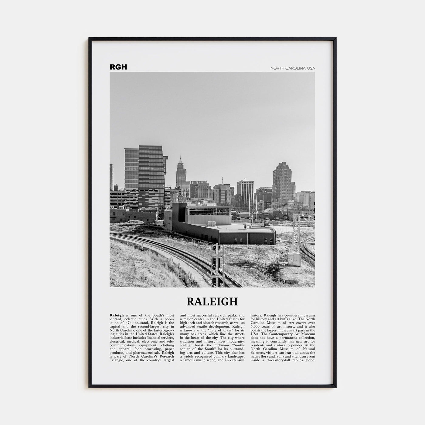 Raleigh No 2 Poster Black Metal / 8x12 in Nbourhood Travel B&W Poster