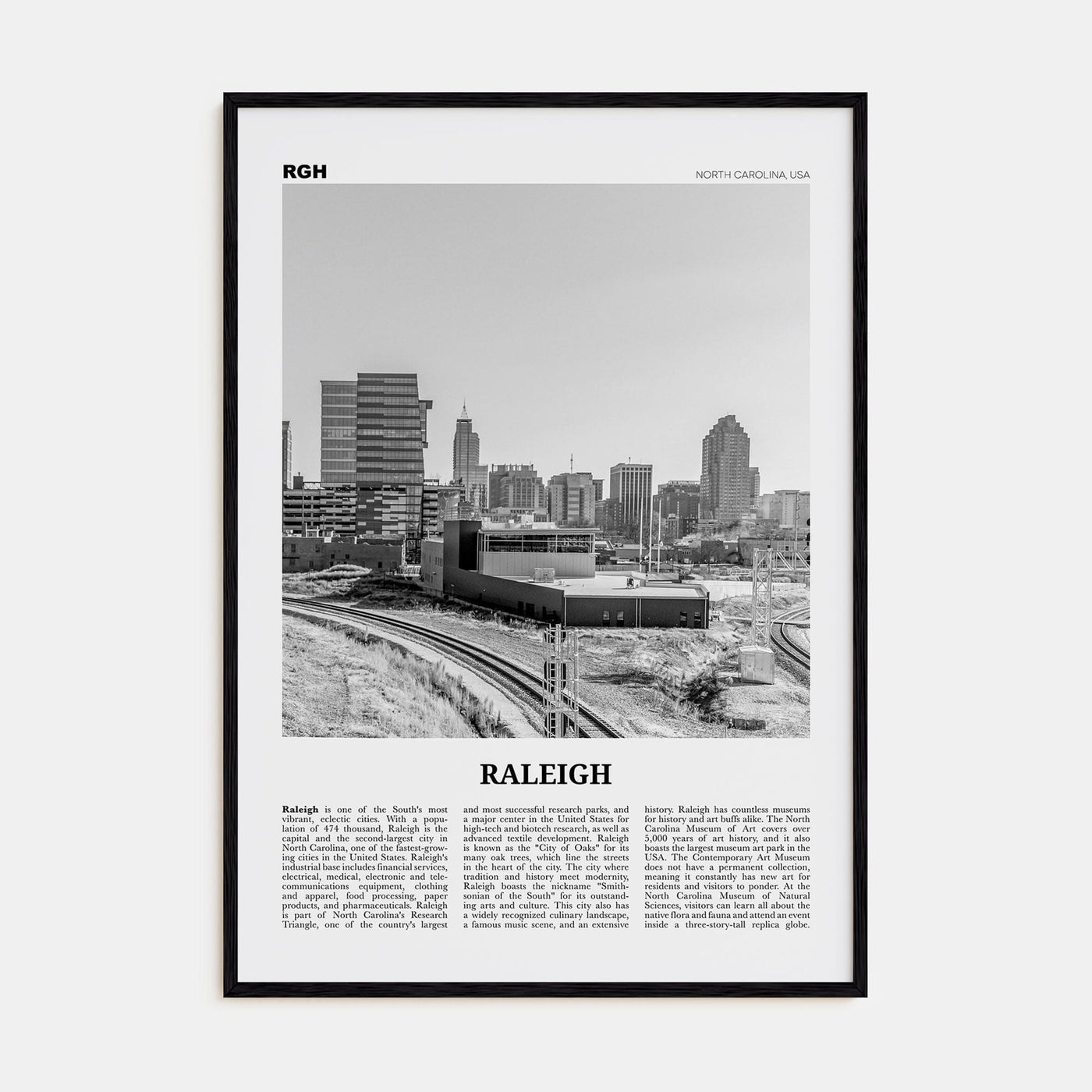 Raleigh No 2 Poster Black Wood / 8x12 in Nbourhood Travel B&W Poster