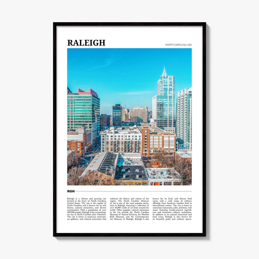 Raleigh Travel Poster, framed poster mockup
