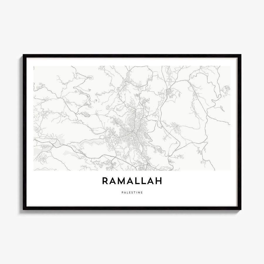 Ramallah Map Poster, framed poster mockup