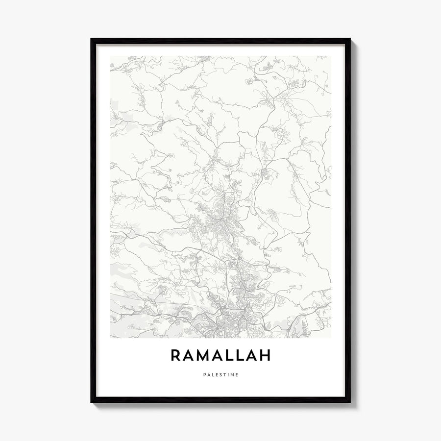 Ramallah Map Poster, framed poster mockup