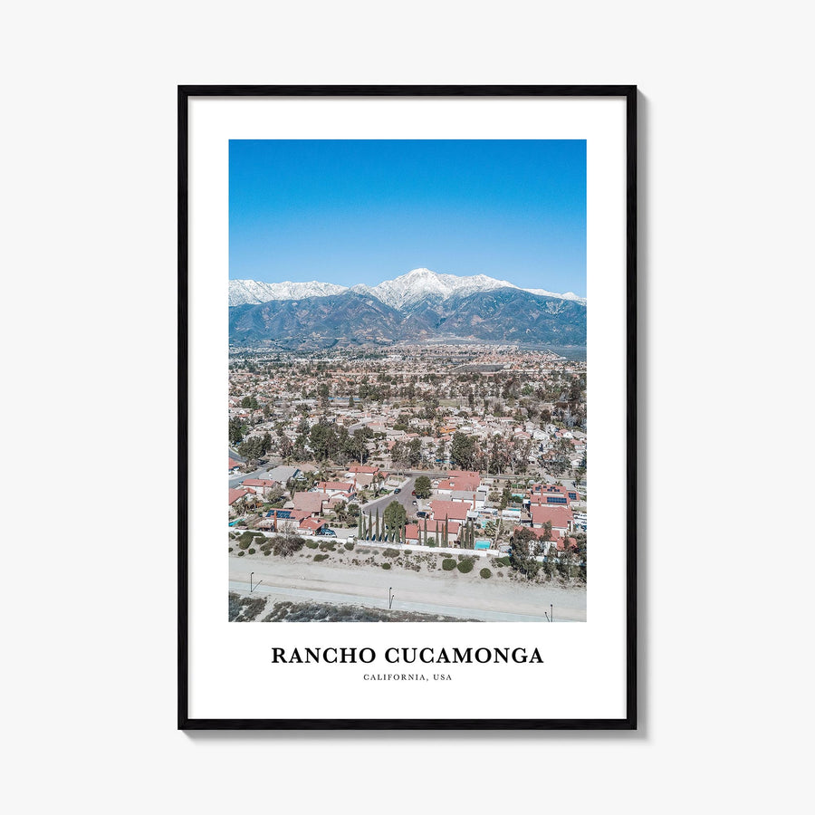 Rancho Cucamonga colorful classic poster of California, USA – vertical wall art, unframed print shown in interior mockup