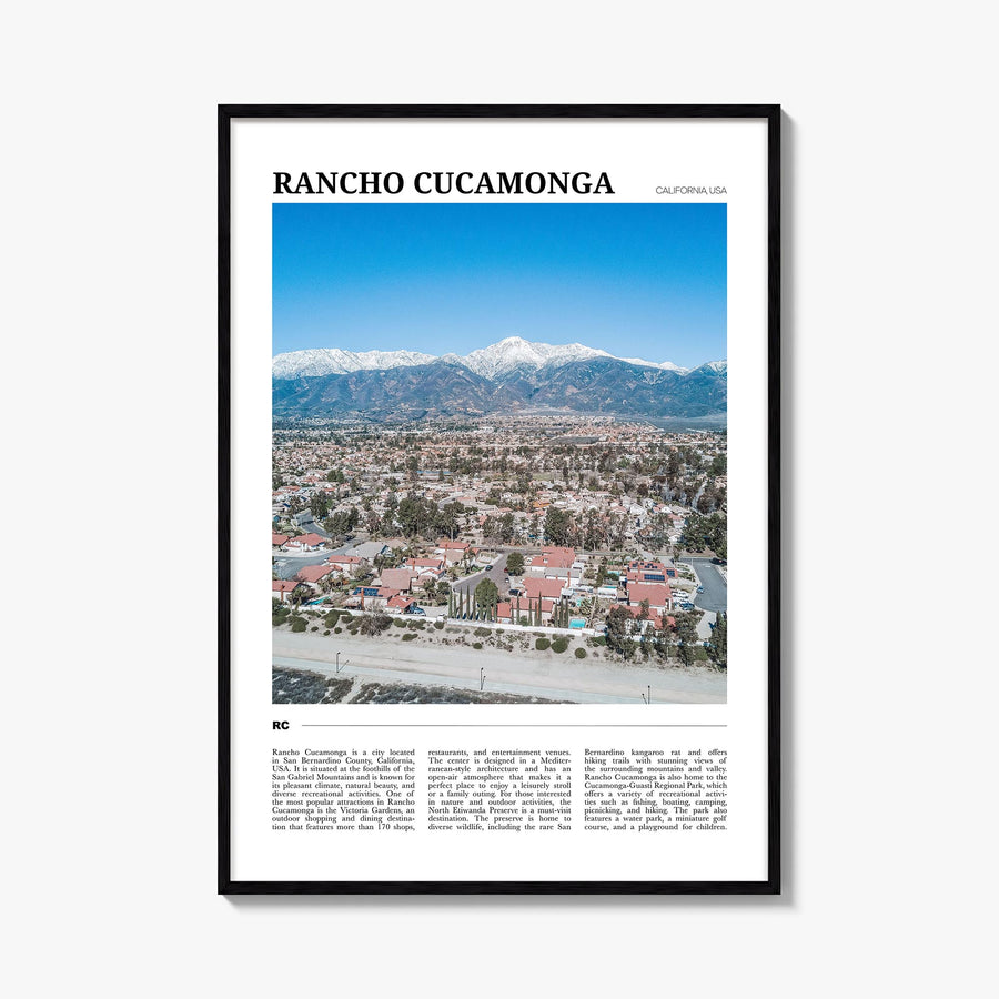 Rancho Cucamonga colorful travel poster of California, USA – vertical wall art, unframed print shown in interior mockup