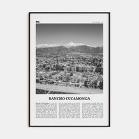 Rancho Cucamonga Poster Black Metal / 8x12 in Nbourhood Travel B&W Poster