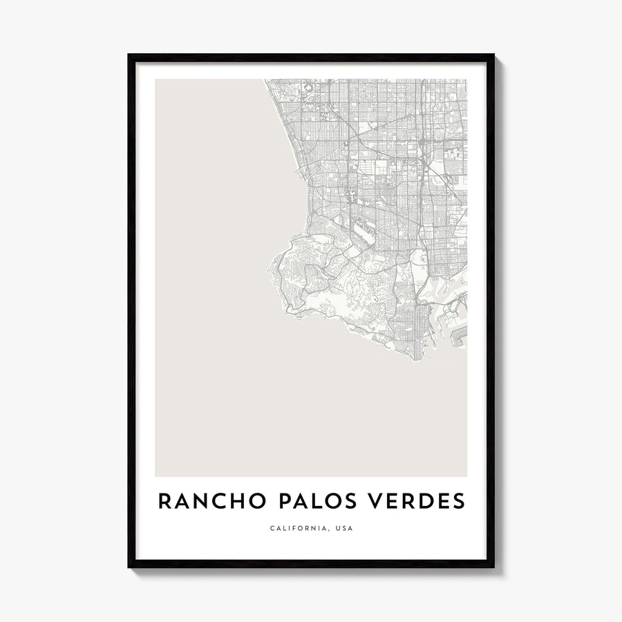 Rancho Palos Verdes Map Poster, framed poster mockup